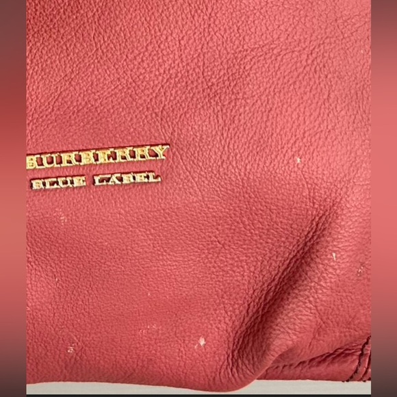 Burberry Blue Label Pink Leather Tote w/ Plaid Lining & Side Zippers - Picture 17 of 17